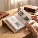 Fotoalbum na 200 fotek 10 x 15 cm Obal z bílé tkaniny 18 x 25 cm Zasouvací průsvitné kapsy Na rodinné i svatební fotky a jako dárek 5
