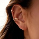 Set med 3 öronhäng utan piercing Guld och Silver Slät, vriden och med kristaller Minimalistiska örhängen för brosk 5