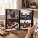 Fotoalbum 200 listů na fotky 10 x 15 cm Lněné plátno a PP kapsy 23,2 x 19 cm Gumička na zavírání Růžové s květinami Na rodinné fotky 6