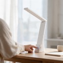 LED skrivbordslampa Fällbar Uppladdningsbar med anslutning Touchknapp 8 x 5,3 x 27,5 cm 5 V ABS Vit Lampa för studier och nattduksbord 8
