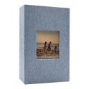 Linned fotoalbum 300 sidor 22,6 x 17,7 cm Med fönster för foto i omslag Textilomslag För familjefoton och som present 5
