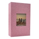 Linned fotoalbum 300 sidor 22,6 x 17,7 cm Med fönster för foto i omslag Textilomslag För familjefoton och som present 7