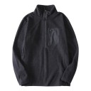 Herrfleecejacka med halvdragkedja och ståkrage med bröstficka med dragkedja och strukturerat mönster 4