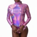 Body de manga larga brillante para mujer 6