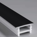 Bred silikon LED-profil 15 x 10 mm Svart kant 19 mm Längd 1 m Flexibel Diffusor Infälld montering i spår För LED-remsa Utan remsa 1