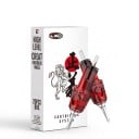 Tatueringspatronnålar 1209RL Round Liner 9 spetsar 0,35 mm 20 st Engångssterila Med fingerstöd Röda För linjer och konturer 1