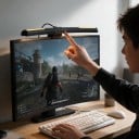LED-ljusskena för böjd monitor 40 cm RGB-belysning Asymmetriskt ljus utan reflexer Steglös dimning Timer Svart USB-strömförsörjning 5