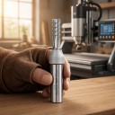 Fräsverktyg för spår 8 x 26 mm Trebladig TCT Skaft 1/2 tum 12,7 mm Hårdmetall Rak CNC-fräs Silver Trä och spånskiva 3