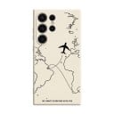 Skydd för Samsung Galaxy S24 FE med motiv av flygplan och flygvägar Världskarta Flexibelt TPU-fodral för resenärer 13