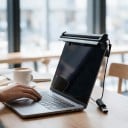 LED-lampa för bärbar dator 30 cm Asymmetrisk belysning med skärm Beröringskontroll Dimmbar Aluminium Svart USB-ström För resor 3