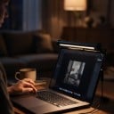 LED-lampa för bärbar dator 30 cm Asymmetrisk belysning med skärm Beröringskontroll Dimmbar Aluminium Svart USB-ström För resor 4