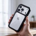 Fodral för iPhone 18 Transparent baksida Slitstarkt skal av PC + TPU Förhöjd kameralist Stötskydd 7