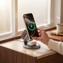 Koppar magnetisk trådlös laddstation 3i1 Qi2.2 25 W Rotera 360° Fällbar För iPhone Apple Watch och AirPods 5