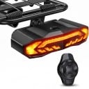 Bakljus för cykel med blinkers och alarm 110 dB Fäste för bakre pakethållare Rund trådlös fjärrkontroll Bromsljus USB-C 2000 mAh IPX6 1