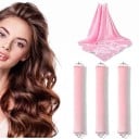 Natáčky à cheveux sans chaleur 4 pièces 27 cm Diamètre 3,5 cm Natáčky en mousse avec foulard en satin Pour de grandes vagues 6
