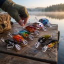 Set med mini crankbait wobblers 8 st 4,5 cm I plastförpackning Flytande konstgjorda beten med 3D ögon och trekrokar För spinnfiske av rovfiskar 6