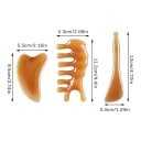 Ensemble gua sha, plaque de massage, peigne et bâton en résine Outils manuels aux bords arrondis Couleur ambre Pour le massage du visage et de la tête 2