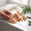 Ensemble gua sha, plaque de massage, peigne et bâton en résine Outils manuels aux bords arrondis Couleur ambre Pour le massage du visage et de la tête 5
