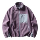 Varm fleecejacka med ståkrage och dragkedja, bröstficka och sidofickor med dragkedja, strukturerat mönster, lös passform, unisex 10