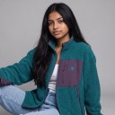 Varm fleecejacka med ståkrage och dragkedja, bröstficka och sidofickor med dragkedja, strukturerat mönster, lös passform, unisex 3