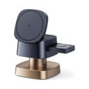 Magnetyczna stacja ładująca 3 w 1 15 W z nocną lampką Ściemniana lampa 3 kolory Wysuwana ładowarka do zegarka dla iPhone i AirPods Szara 1