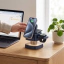 Magnetyczna stacja ładująca 3 w 1 15 W z nocną lampką Ściemniana lampa 3 kolory Wysuwana ładowarka do zegarka dla iPhone i AirPods Szara 3