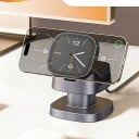 Magnetyczna stacja ładująca 3 w 1 15 W z nocną lampką Ściemniana lampa 3 kolory Wysuwana ładowarka do zegarka dla iPhone i AirPods Szara 4