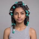 Bigoudis à permanente avec élastique Ensemble de 12 pièces 9 x 0,8 cm Bigoudis en plastique ABS Vert et blanc Pour des coiffures ondulées 5