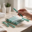 Bigoudis à permanente avec élastique Ensemble de 12 pièces 9 x 0,8 cm Bigoudis en plastique ABS Vert et blanc Pour des coiffures ondulées 3