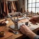 Presse à cuir manuelle Machine à amincir le cuir Épaisseur réglable 15 x 10 x 10 cm En acier inoxydable Argenté Bandes de plus de 0,9 mm 6
