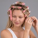 Bigoudis à permanente avec élastique Ensemble de 12 pièces 9 x 0,9 cm Bigoudis en plastique ABS Rose et blanc Pour des coiffures volumineuses 4
