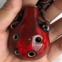 Keramisk okarína hänge 6 hål 7 x 4,2 cm Glaserad handgjord Med snöre för halsen Mini musikinstrument 11