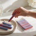 Bigoudis à permanente avec élastique Ensemble de 12 pièces 9 x 1,1 cm Bigoudis en plastique ABS Rouge et bleu Pour des coiffures volumineuses 2