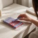 Bigoudis à permanente avec élastique Ensemble de 12 pièces 9 x 1,1 cm Bigoudis en plastique ABS Rouge et bleu Pour des coiffures volumineuses 3