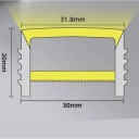 Silikon LED-profil 30 x 20 mm Utan kant Längd 1 m Flexibel Med diffusor Vit Infälld montering i spår För LED-remsa Utan LED-remsa 2