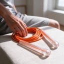 Švihadlo NEVERTOOLATE s PVC lanem 5 mm Délka 3,2 m Hmotnost 120 g Tvrdost 80A Na speed skipping box a fitness 3