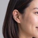 Záušnice bez propichovania 1 ks Široká manžeta na ucho s piatimi radami guľôčok a zirkónov Ear cuff na chrupavku 2