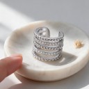 Záušnice bez propichovania 1 ks Široká manžeta na ucho s piatimi radami guľôčok a zirkónov Ear cuff na chrupavku 6
