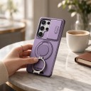 Skyddande fodral för Samsung Galaxy S26 Ultra Med glidande kameraskydd Cirkulärt stativ Stöd för magnetisk laddning Fodral 16