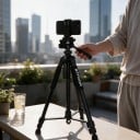 Camera and Mobile Tripod 53 to 140 cm Aluminium 360° Panoramic Head with Handle Quick Release Plate Black for Photography and Vlogging 6