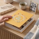 Fotoalbum na 100 fotografií 16,5 x 12,5 x 5 cm Priehľadné PVC obaly Žltý obal s motívom Happy Family Rodinné album na fotky z ciest 5