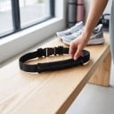 Løbebælte til mobil med lynlås lomme 22 cm Elastisk sportsbælte udvides op til 130 cm Sort Bælte til løb fitness og cykling 3