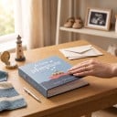 Fotoalbum na 100 fotografií 16,5 x 12,5 x 5 cm Priehľadné PVC obaly Modrý obal s lodičkou Baby Shower Album na fotky bábätka a detí 6