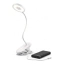 Aufladbare LED-Lampe mit Clip Rundlicht 8,6 cm Flexibler Arm 39,5 cm 1200 mAh USB-C Ein-Touch-Taste Weiß Zum Lesen und für den Tisch 1