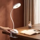 Wiederaufladbare LED-Lampe mit Clip Rundlicht 8,6 cm 5 Modi Timer 25 min Flexibler Arm 39,5 cm 1200 mAh USB-C Weiß Zum Lesen und für den Tisch 2