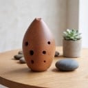 Keramický xun 8 otvorov Ladenie G 11 x 7 cm Z pálené hliny Hnedý Čínska hlinená flauta Hudobný nástroj pre začiatočníkov aj relaxáciu 2