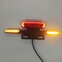 Zadní LED světlo na elektrokolo s blinkry 22 až 80 V Brzdové a koncové světlo Šířka 295 mm Plast Černé Krytí IPX5 S držákem na nosič 4