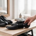 Kunststoff-Schuhspanner mit flexiblem gewellten Mittelteil 1 Paar 2 Stück Herren EU 39–46 Länge 30 cm Schwarz Schuhformer gegen Faltenbildung 5