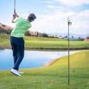 Magnetický golfový stativ a selfie tyč do 117 cm s MagSafe držákem telefonu zemním hrotem a tripodem pro natáčení švihu černý 3