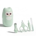Kit de manucure pour bébés Ciseaux Coupe-ongles Lime en verre et Pince à épiler dans une trousse Hibou Acier inoxydable et ABS Soins des ongles 6